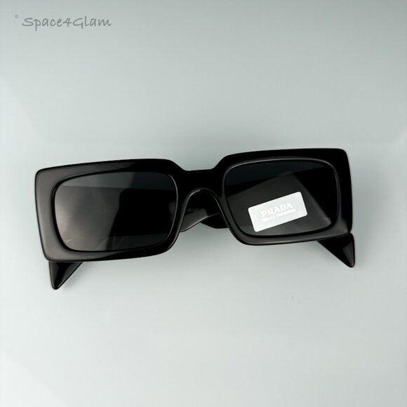 BRAND NEW Prada PRA07S 1AB5S0 Black Grey Cat Eye Rectangle Sunglasses PR A07S - Picture 5 of 6